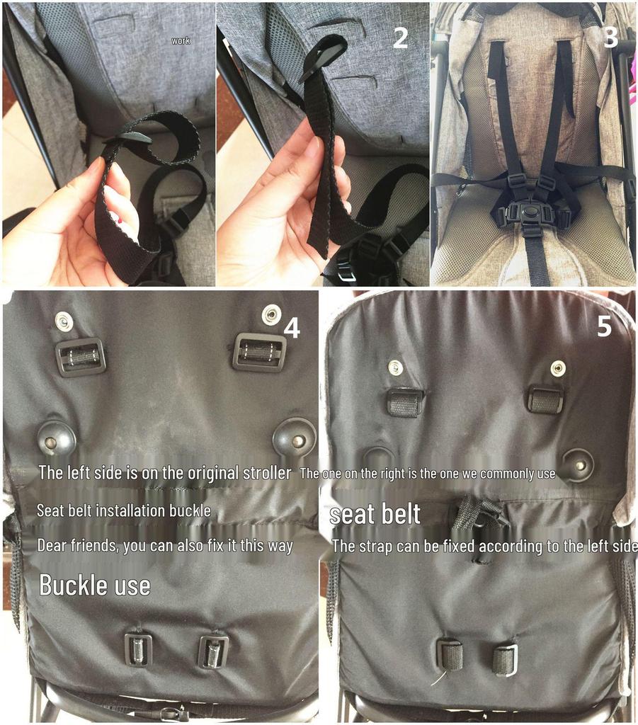 Adjustable 3-Point & 5-Point Safety Harness for Child Seats & Strollers