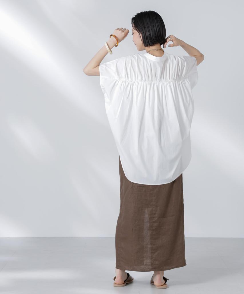 Nano Universe Back Gathered Sleeveless F Women's Blouse, 030, White, 673-5221301