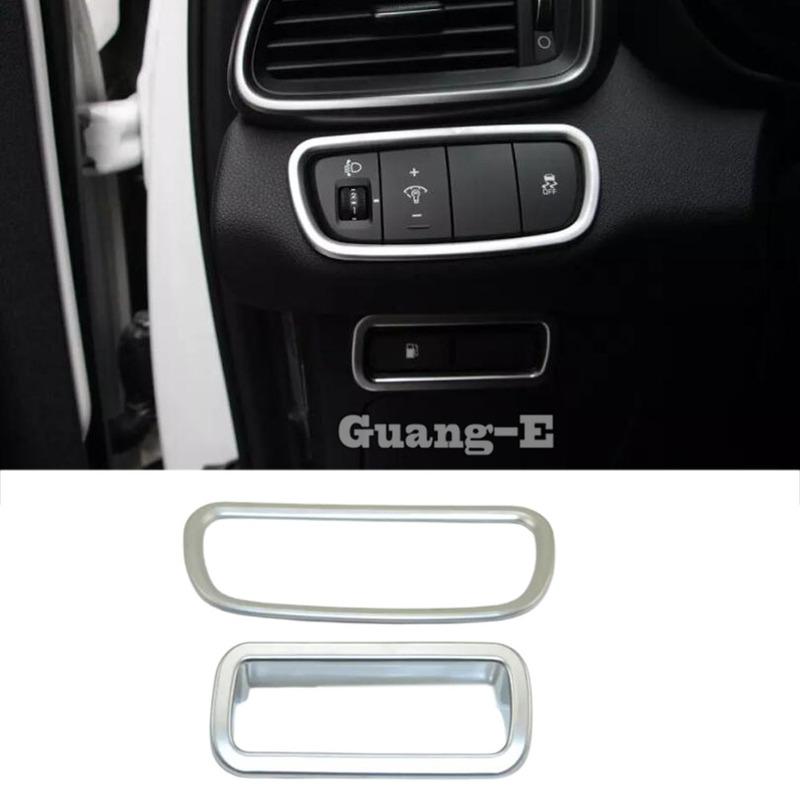 For Kia Sorento L 2015 2016 2017 2018 Car Detector Stick Styling Cover ABS Silver Front Head Light Switch Trim Frame Lamp 2PCs
