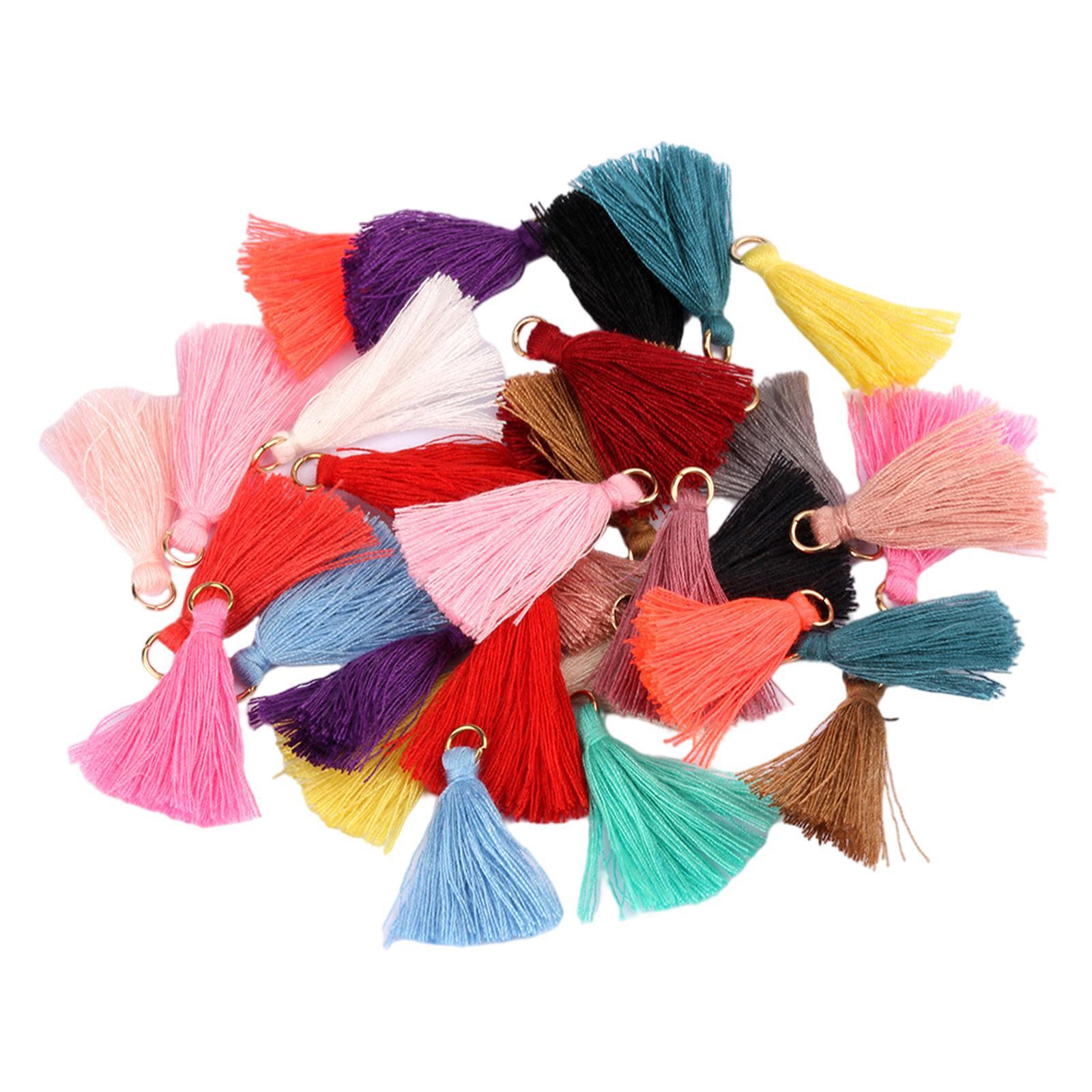 100x Chiffon Flower Pendant Fabric Petal Tassel For Necklace Key Chain CN