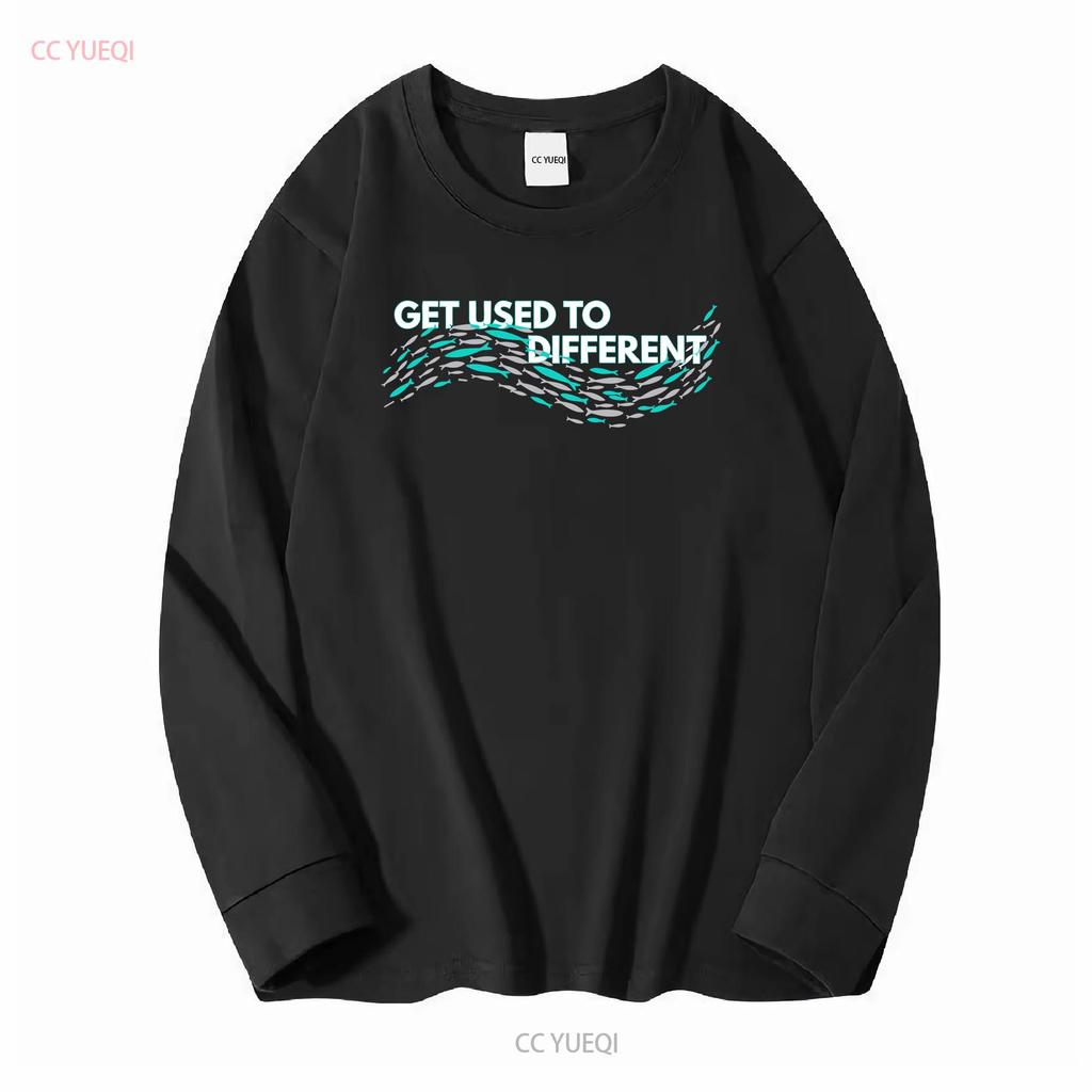 Gewöhne dich an verschiedene x GEWÄHLTE Fische gegen die Strömung T-Shirt lange oder kurze Ärmel vintage gewaschenes Oberteil für den täglichen Gebrauch