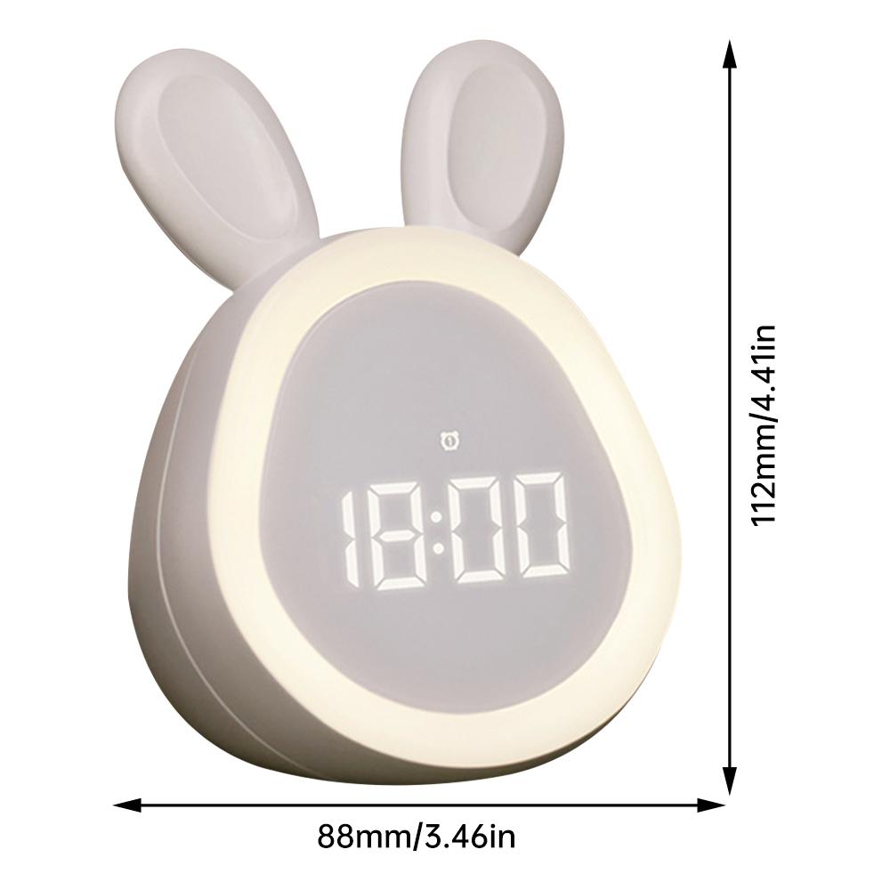 Niedlicher Kaninchen Wecker LED Digitaler Tischuhr mit Nachtlicht Studenten Lernuhr Wiederaufladbare Kinder Aufwachuhr