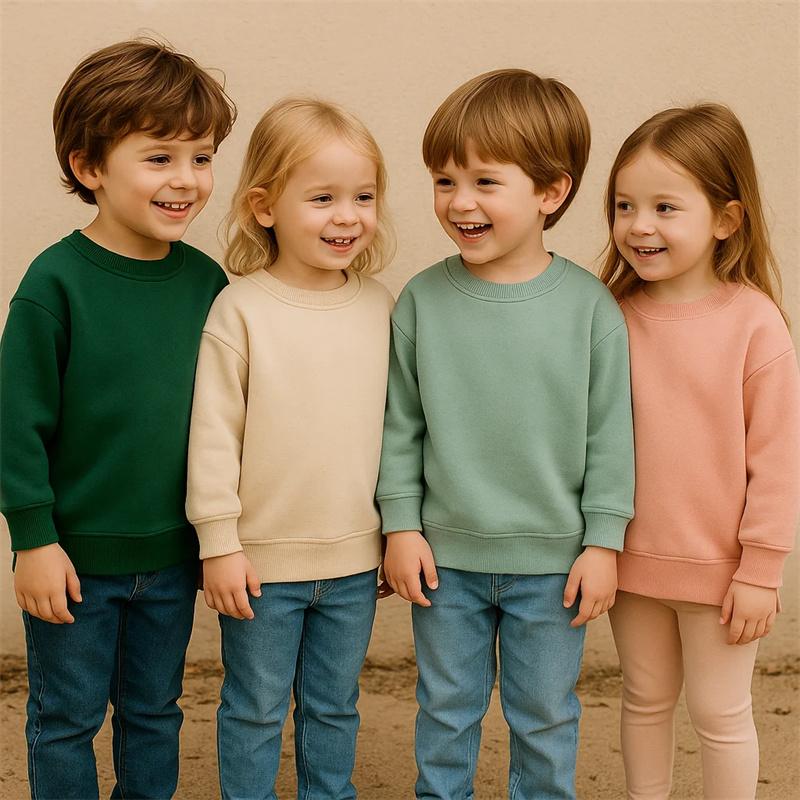 2026 Winter Autumn Hoodies Pullovers Kids Boys Girls Clothes Korean Baby Thicken Fleece Sweatshirt Children's Clothing 6M-7T