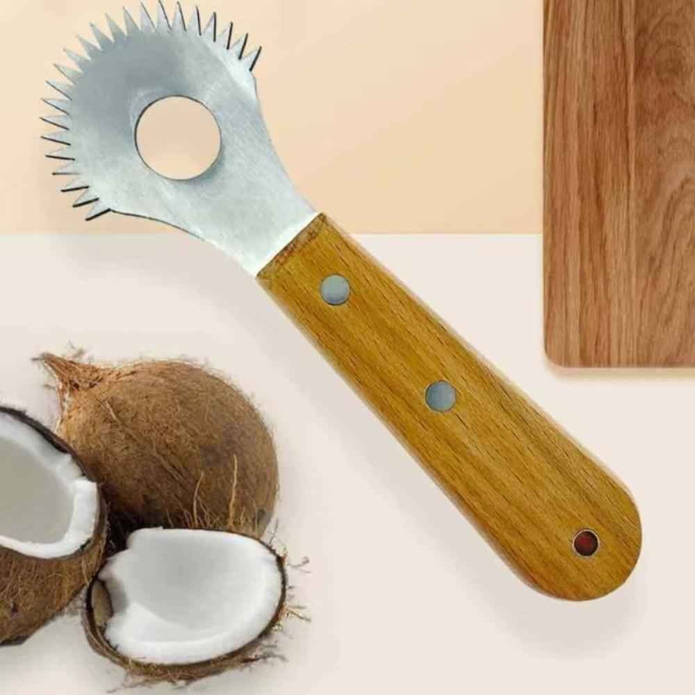 Stainless Steel Fruit Spoon Planer Wooden Handle Coconut Milk Making Tools Coconut Planer Home