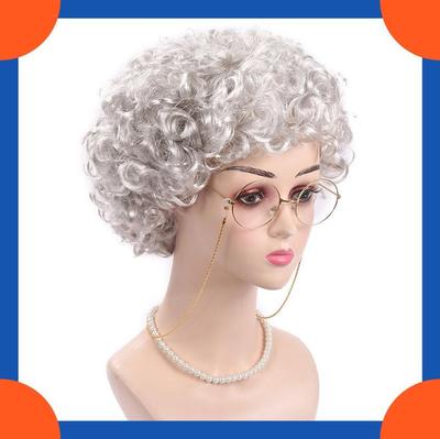 Peluca de Abuela de Halloween 2025 Peluca Rizada para Cosplay