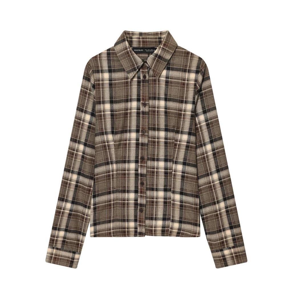 Spring 2026 Women's Plaid Shirt: European & American Style, Slim Fit, Versatile Fashion.