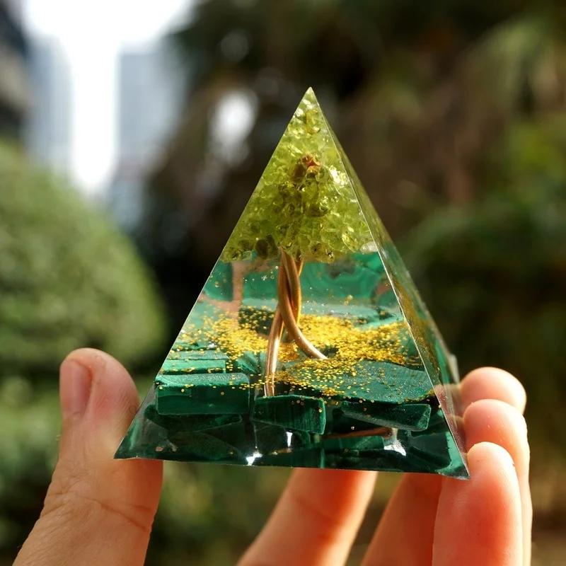 Pyramid Amethyst Peridot Meditation Tool Healing Crystal Energy Saving Quartz Home Decoration Crafts
