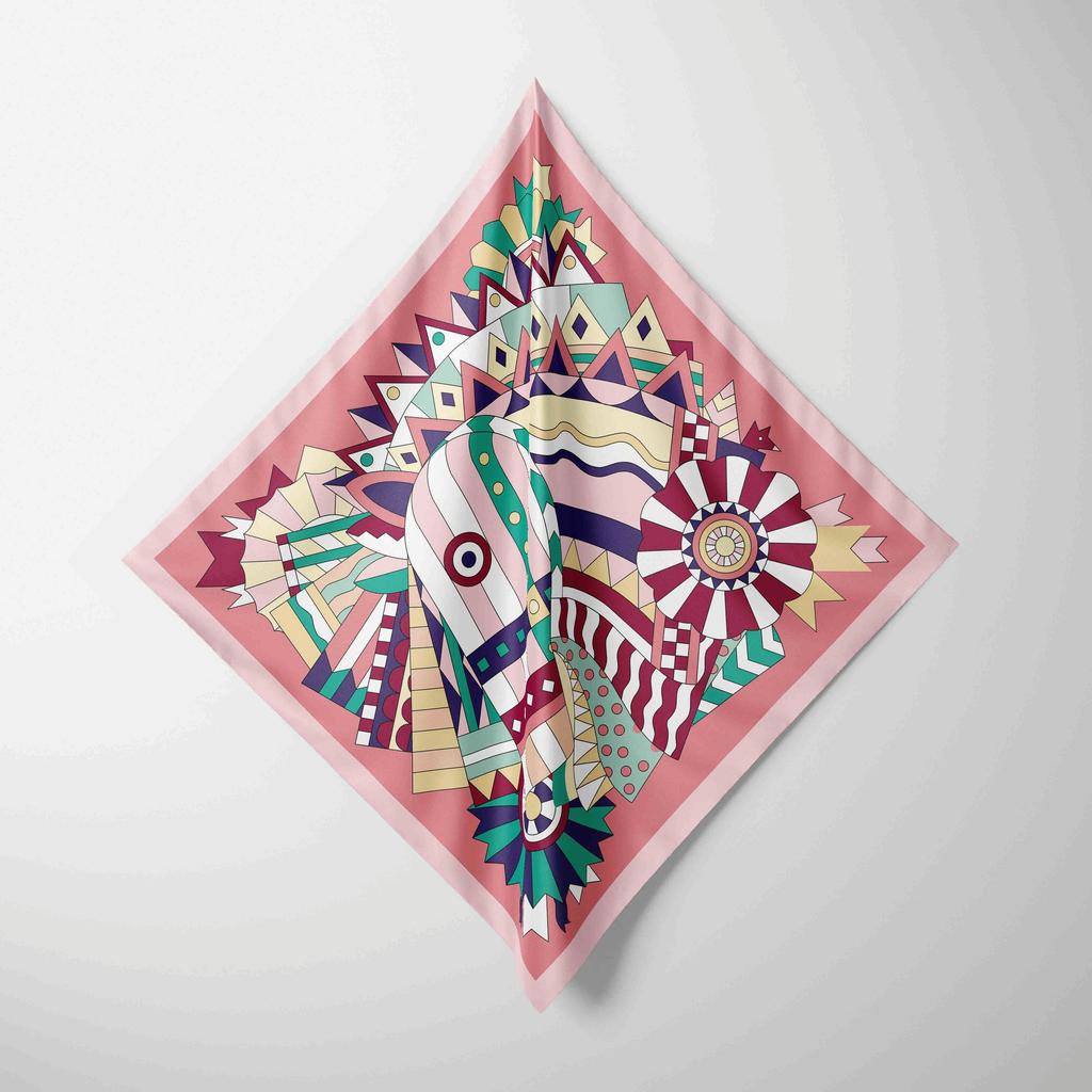 70cm*70cm Floral Print Silk  Square Scarf Women Kerchief Hairband Neckerchief Head Hijab Lady Headband Foulard Bag Ribbon