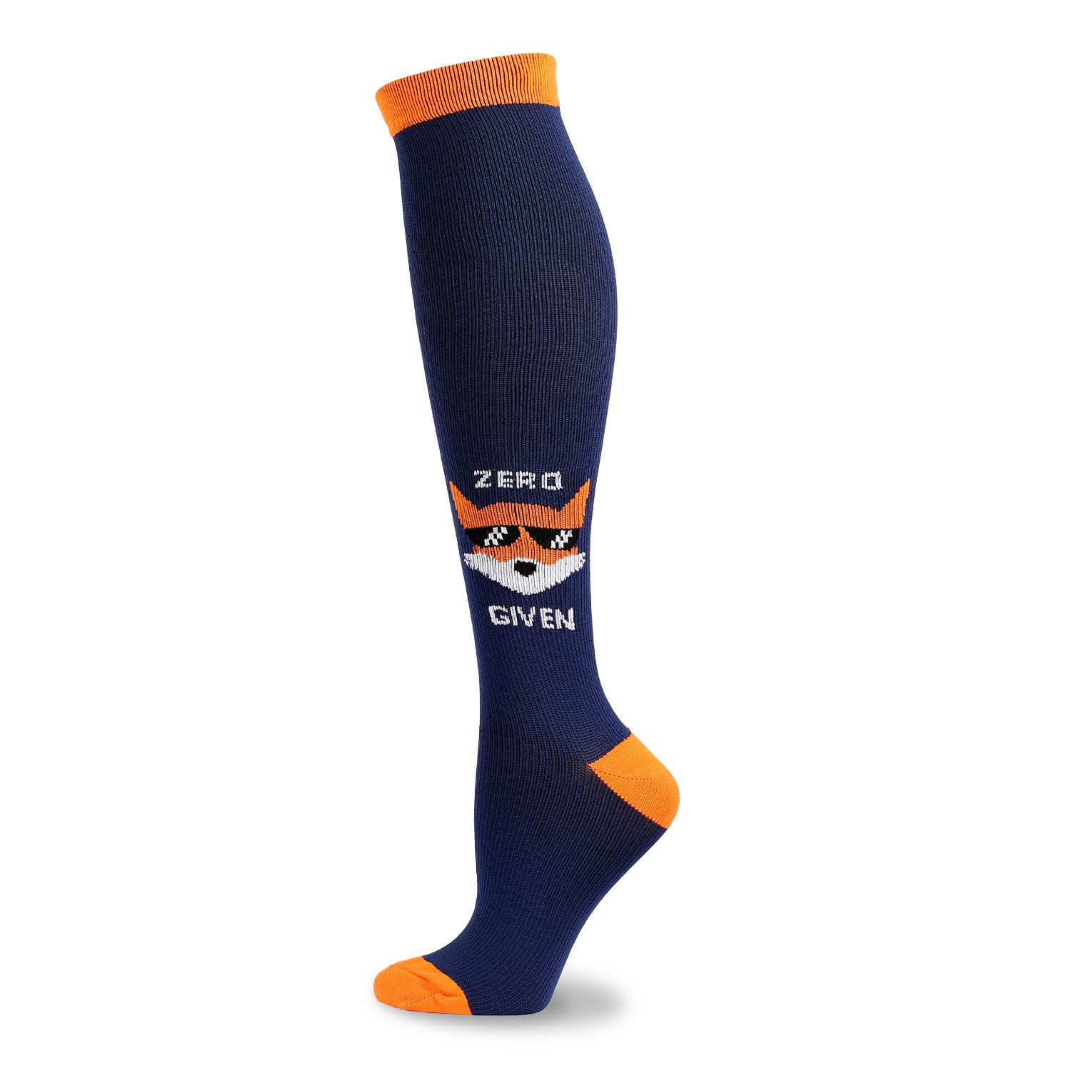 

HYSAIXIA Newest Compression Socks Men Women Running Travel Stockings Leg Pressure Cartoon Horse Letter Running Flight Travel L-XL