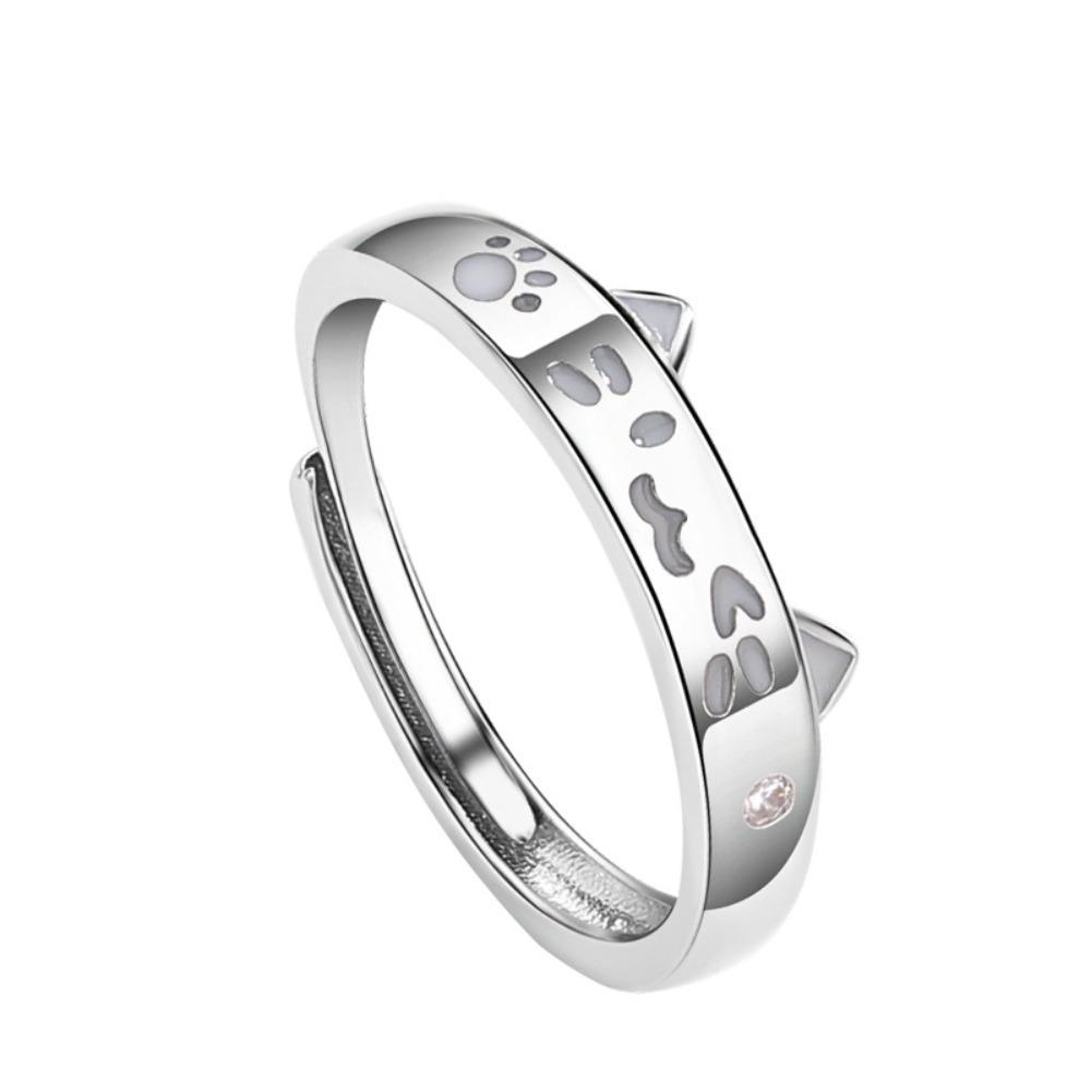 Kitty Luminous Couple Rings Glow In Dark Valentine's Day Gift Unique Cat Dog Opening Ring  Couple