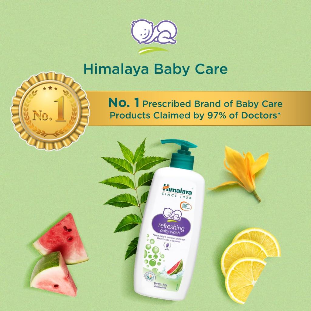 Himalaya Refreshing Baby Wash 400ml Pack For Gentle Cooling Summer Bath With Watermelon Neem Lemon