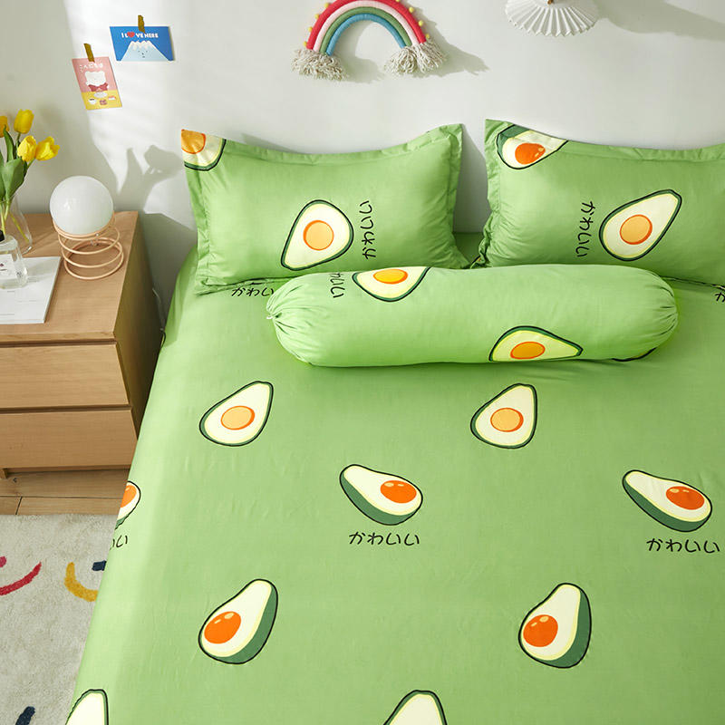 Queen Fitted Sheet King Size With Elastic Bed Cover For Double Bed Avocado Pattern Mattress Covers(no Pillowcase)