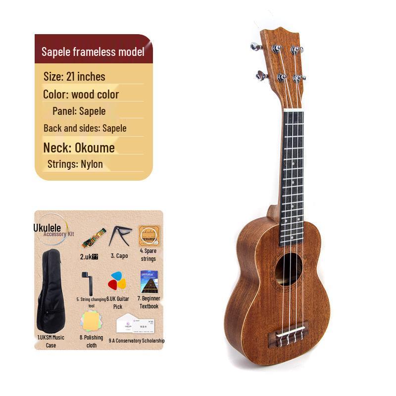 23" Solid Wood Ukulele for Children - Entry-Level Musical Instrument