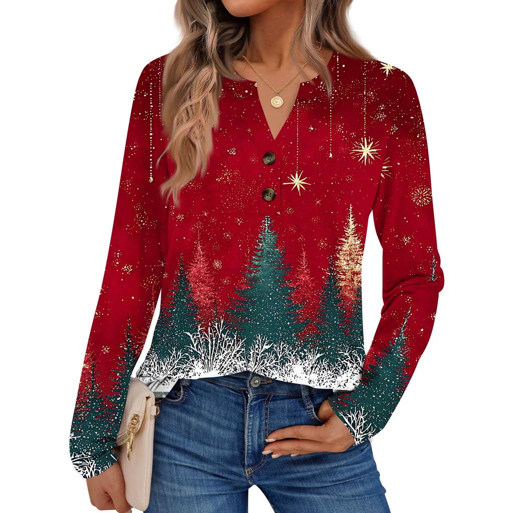 Women's Printed Long Sleeve Shirts Elegant Casual Tops Trendy Shirts Tops