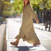 2025 Summer Women's V-neck Cotton Linen Dress: Casual European & American Vacation Style