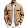 Men's Snap‑Button Shirt Jacket, Point Collar, Dual Chest Flap Pockets, Long Sleeve, Soft Knit Lightweight Casual Shacket Overshirt for Men