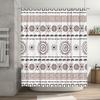 Modern Geometric Shower Curtain Rustic Boho Decor for Bathroom White Brown Printed Waterproof Fabric Customizable Size