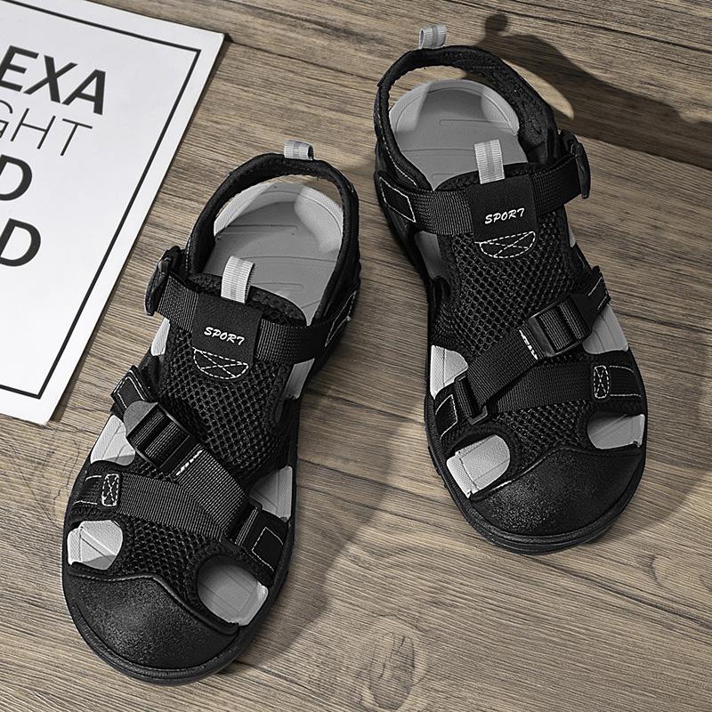 Pánské plážové sandály s uzavřenou špičkou Odolná protiskluzová venkovní obuv na léto Lehké univerzální síťované ležérní pánské stylové boty