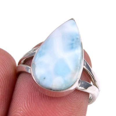 Natural Republic Larimar Gemstone 925 Solid Sterling Silver Gift Ring S.7 S3i75