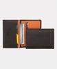 Matt Saffiano Cowhide Slim Business Card Holder Dark Brown + Orange