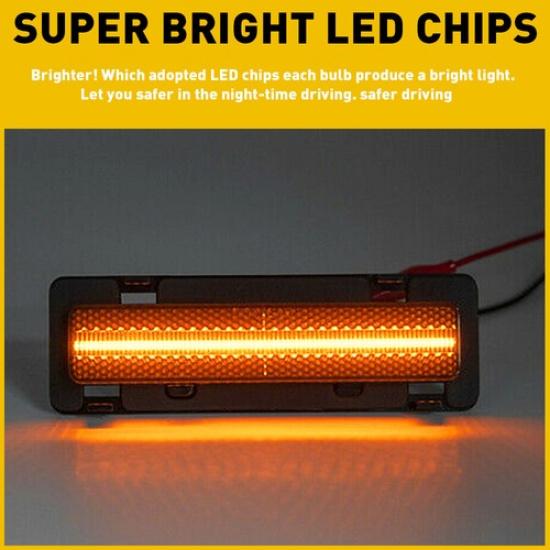 Smoked Lens Amber Full Strip Front LED Side Marker Lights For 82-92 Chevy Camaro