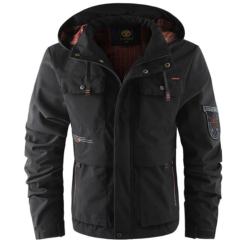 Jacket Print Hooded Jacket Men's Fashion Jacket Handsome Casual Hooded Jacket Trench Coat Hooded Jacket Jacket