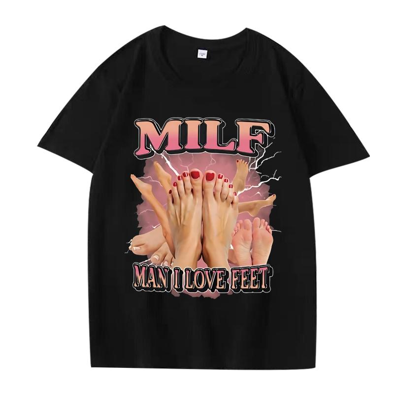 

Футболка MILF Man I Love Feet мужская женская Оверсайз 100% хлопок Горячая распродажа с коротким рукавом Летний принт уличная одежда Унисекс больших размеров топы 4XL