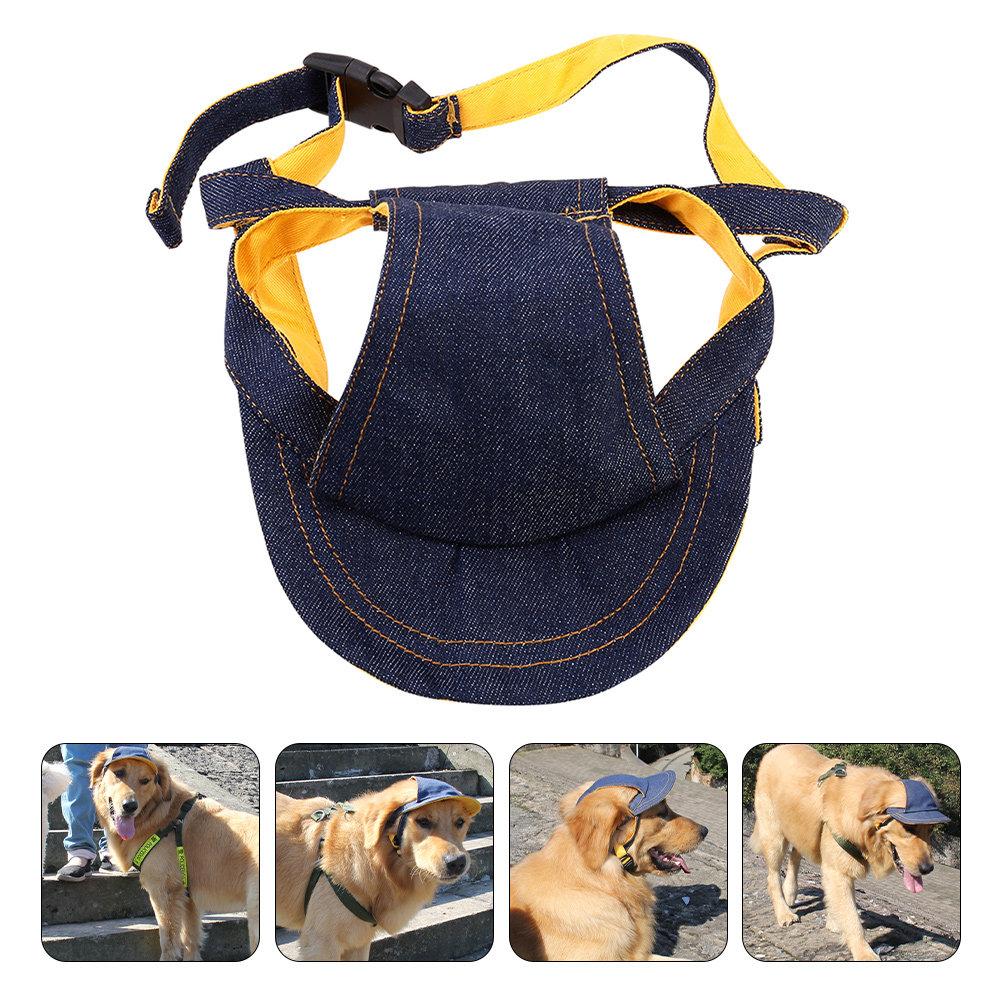 

Adjustable Pet Summer Visor Hat for Dogs and Cats Denim Breathable Bared Ears Design Outdoor Travel Party Fashion Accessory Dog S