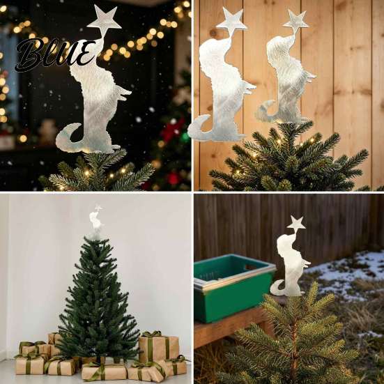 Dog Lover Holiday Gift Metal Christmas Tree Topper 11.81 Inch Cute Dachshund Topper Pet Ornament with Star Decoration Gifts for Lovers Modern