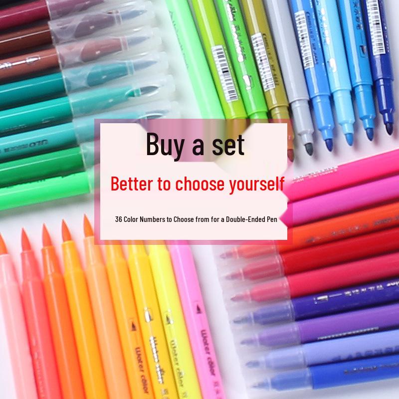 36-Color Double-Ended Soft Tip Washable Watercolor Pens for Primary Students