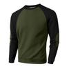 Men's Loose-fitting Casual Waffle-weave  Neck Long-sleeved Top