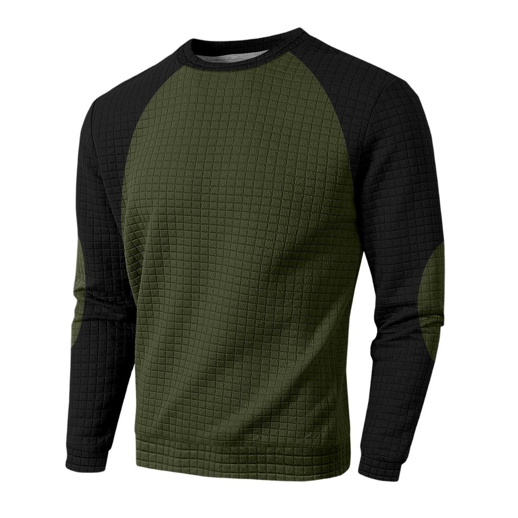 Men's Loose-fitting Casual Waffle-weave Neck Long-sleeved Top
