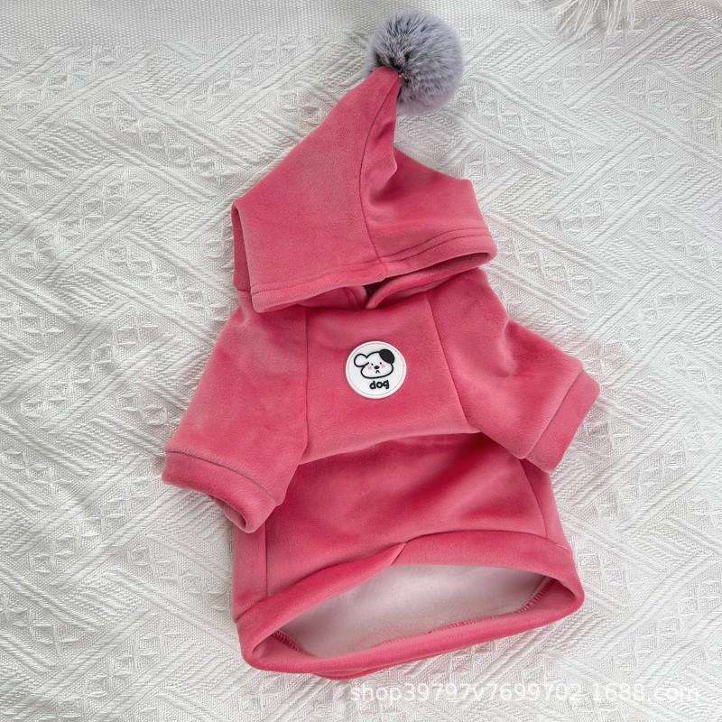 Double-Layer Thickened Soft Velvet Hooded Dog Cat Two-Legged Winter Coat Small Medium Large Breeds