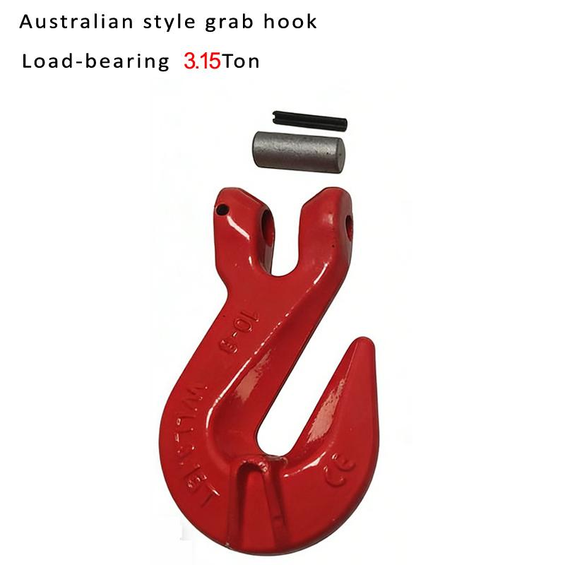 High Strength Crane Lifting 80 Level Goat-horn Shape Clasp With Lock,Australian Style Grab Hook Bearing Weight 1-5 Ton