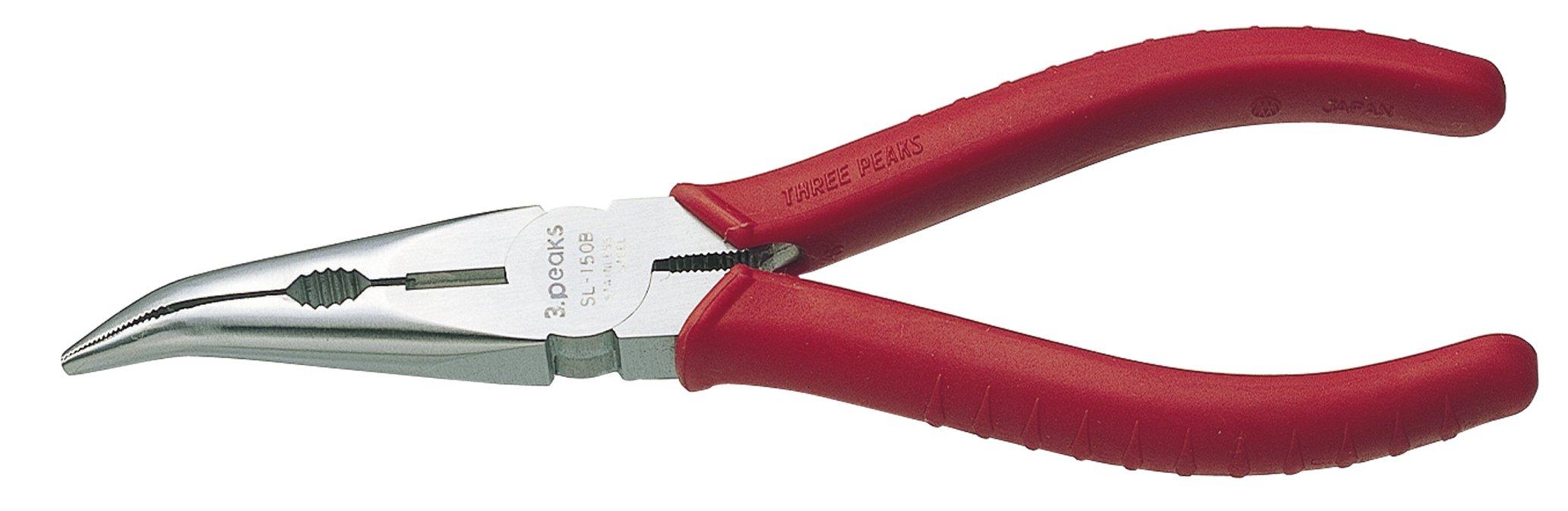 

Three Peaks Giken Stainless Steel Bent Nose Pliers with Molded 3.peaks Grip, 150mm, SL-150BZ