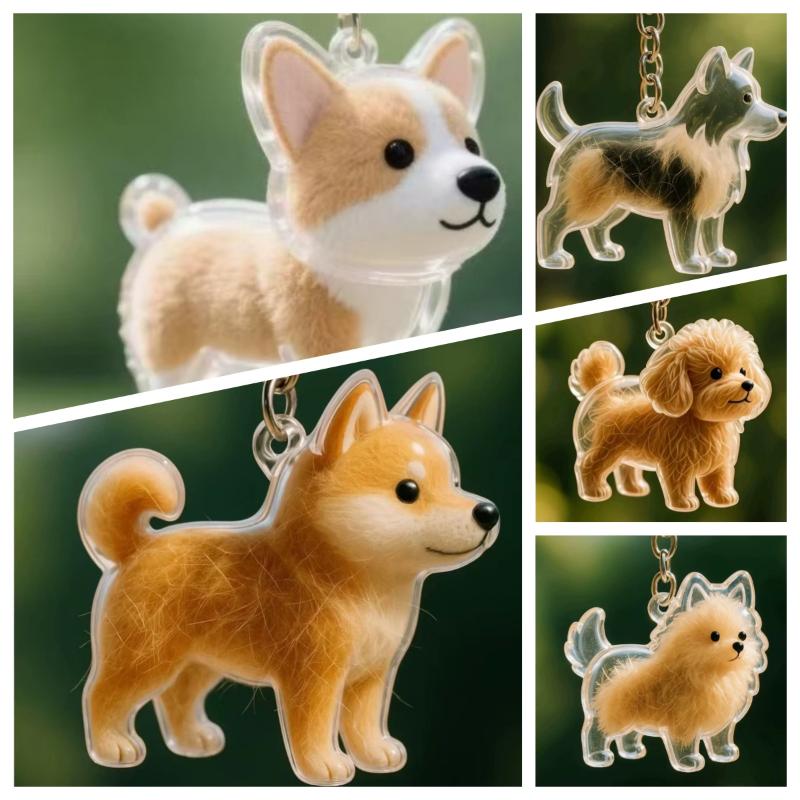 Dog Shape Pet Hair Storage Box Transparent Diy Handmade Pet Hair Keychain Backpack Decor Accessories Souvenir Collection Gift