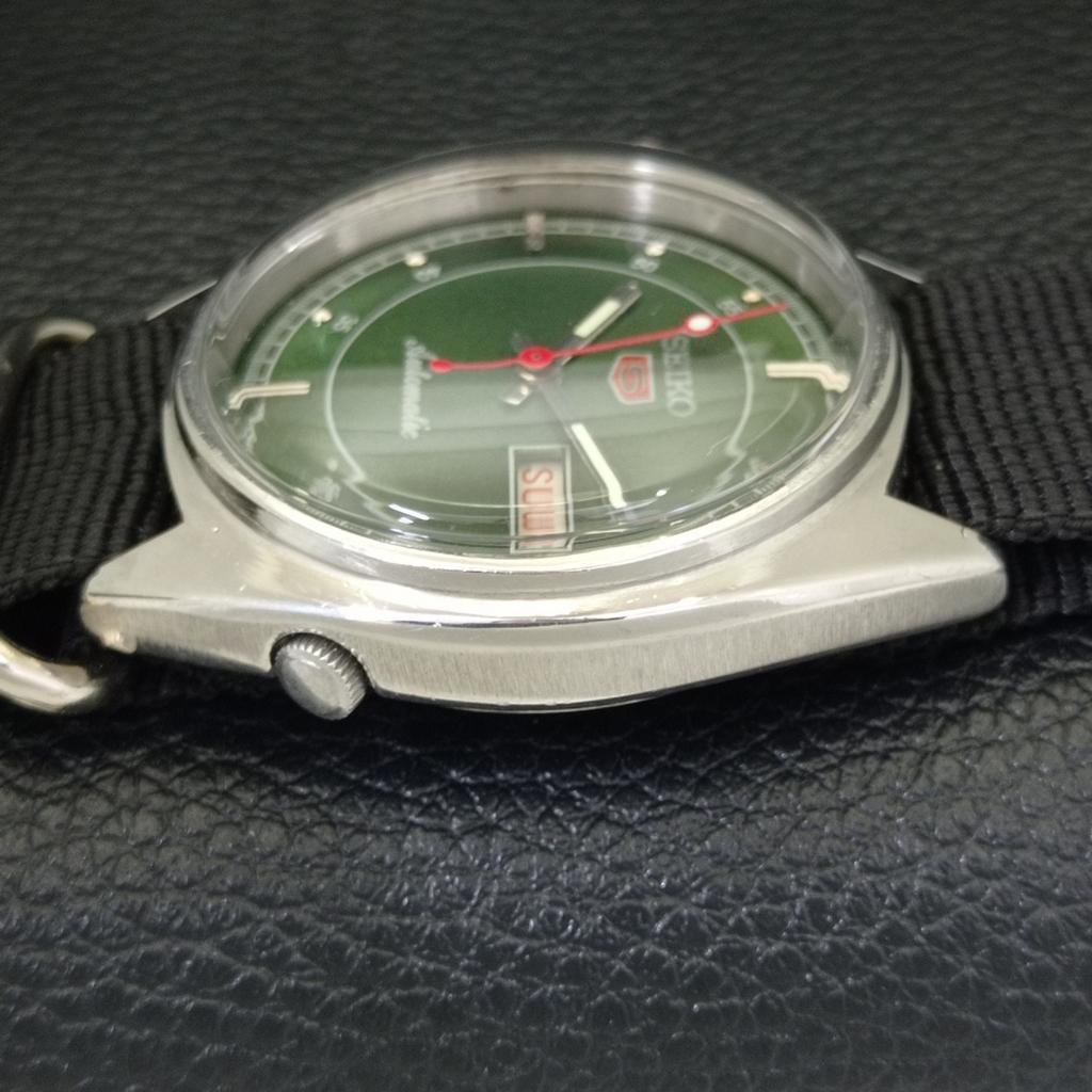 JAPAN VINTAGE SEIKO 5 AUTOMATIC 6309A MENS GREEN COLOR DIAL WATCH a701248-5 R206a-a701248