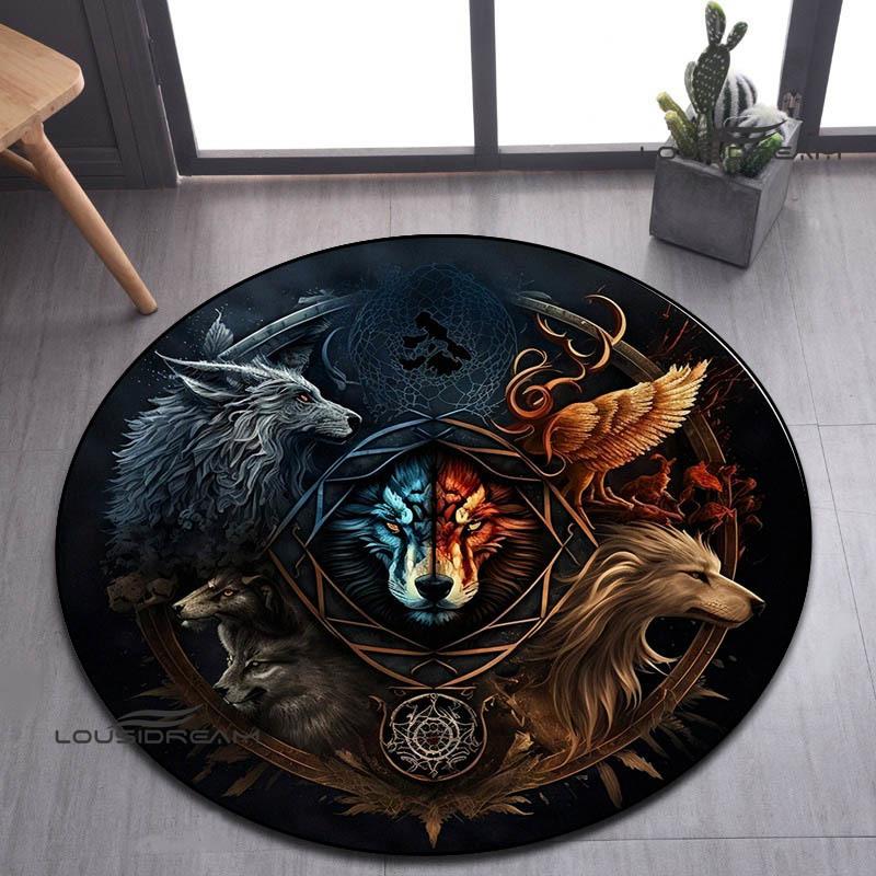 Tree of Life Retro Printed Round Carpet Living Room Bedroom Beautiful Carpet Non -slip Door Pad Floor Mats Birthday Gift