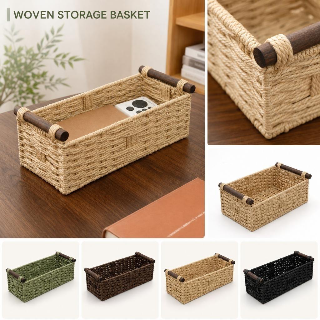 Woven Storage Basket 1 Pack - Decorative for Home Shelf and