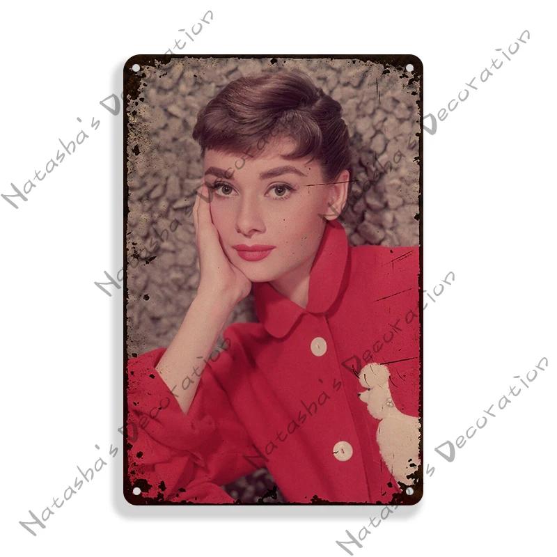 Audrey Hepburn Vintage Metallposter Ein Herz und eine Krone Film Retro Metallschild Rostiges Retro Poster Heim Bar Club Kino Wanddeko