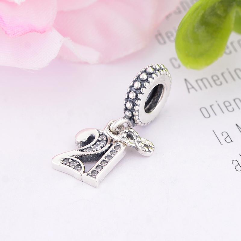 Fit Pan Charm Bracelet Authentic 925 Silver Alphabet & Numbers 18 21 50 60 Years Of Love Bead Making Berloque
