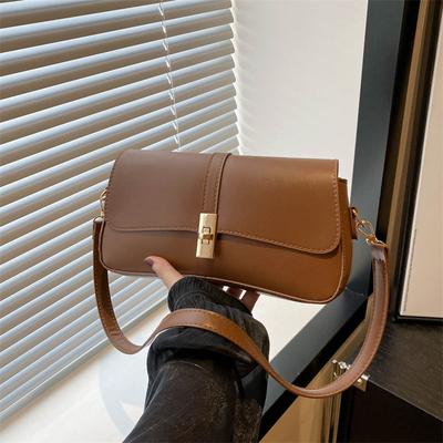 Retro Fashion Texture Small Bag Women's 2024 Summer New Solid Color Versatile Shoulder Bag Commuter Underarm Bag Small Square Bag