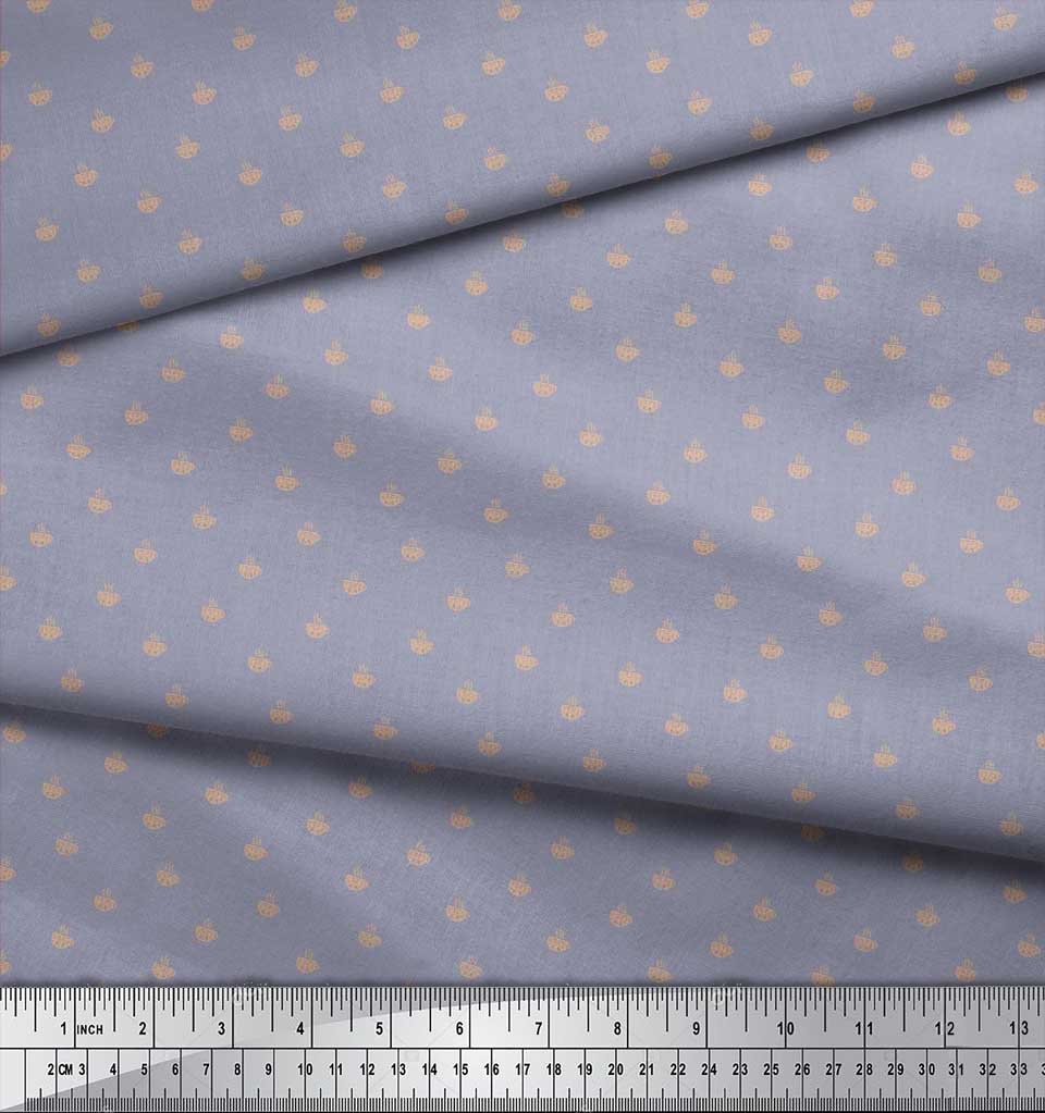Soimoi Japan Crepe Satin Fabric Tea Cup Shirting Print Fabric by Metre 42 Inch