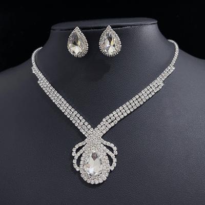 Nicho de Alta Gama Lujo Collar Pendientes Conjunto de Dos Piezas Accesorios de Boda Temperamento Conjunto de Joyería de Flores Mujeres