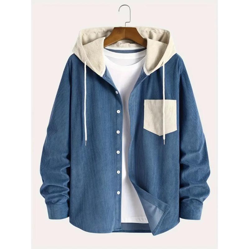 Fashion Trend Spring Autumn Corduroy Hooded Jacket Comfortable Casual Daily Men