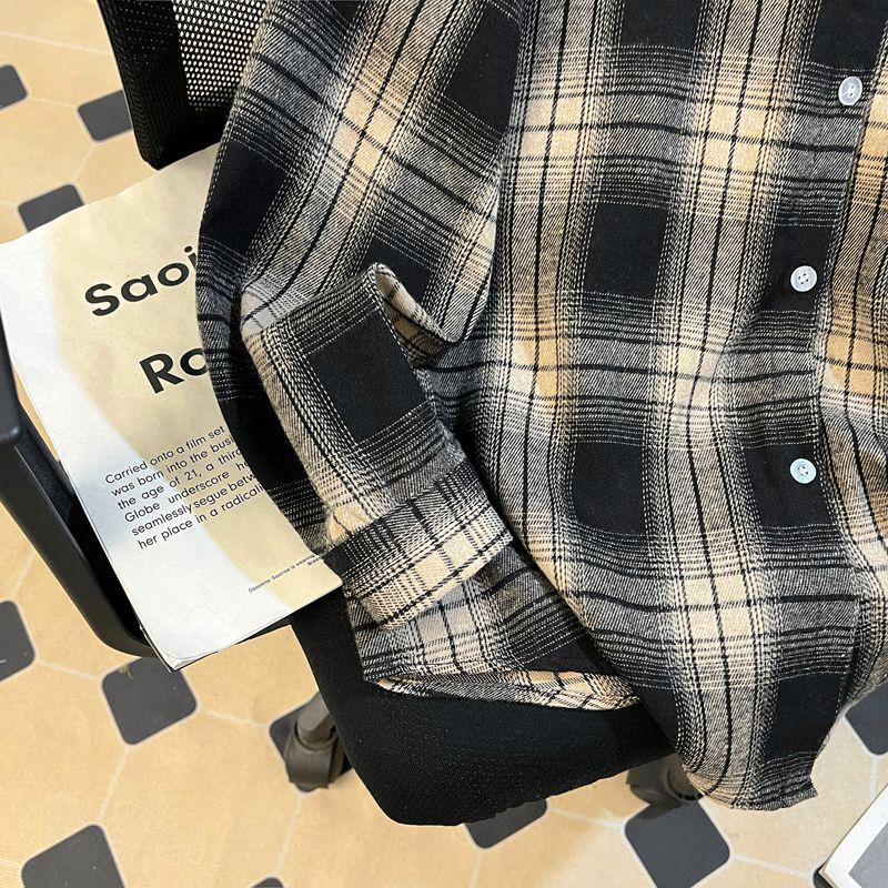 Unisex Retro Plaid Long-Sleeve Shirt - 2025 Autumn/Winter Trendy Scoundrel Style