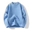 Winter Spring Round Neck Solid Cable Sweater Male Casual Fashion Knitting Top Men Knitwear