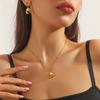 Vintage Heart Fan Shape Blue Turquoise Pearl Drop Earrings Necklace Set with Fashion Gold Accents