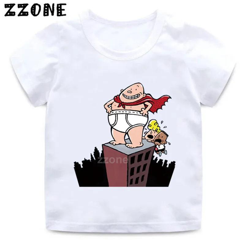 Boys and Girls Captain Underpants Cartoon Print T shirt Kids Funny Casual Clothes Baby Tops Children Summer Short Sleeve Tshirt