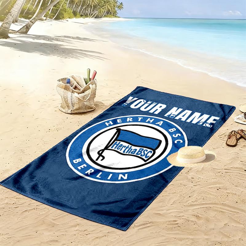 Custom Name Hertha BSC Print Beach Towel, Large Soft Quick Dry Towel for Beach Camping Swimming